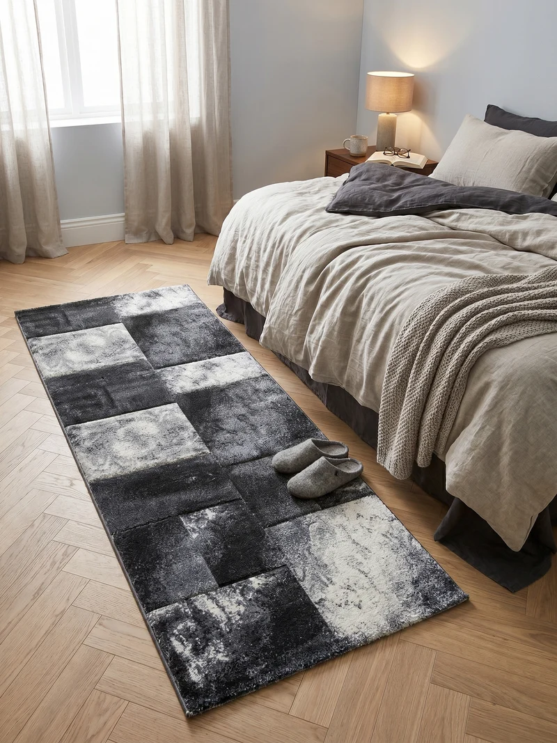 Kurzflor-Teppich Mosaik-Karo – Waschbar | Patchwork-Optik | 246k Noppen pro m² für Langlebigkeit