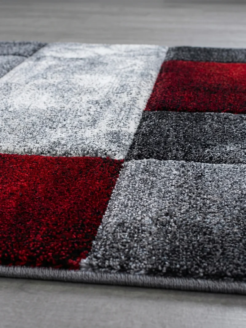 Kurzflor-Teppich Mosaik-Karo – Waschbar | Patchwork-Optik | 246k Noppen pro m² für Langlebigkeit