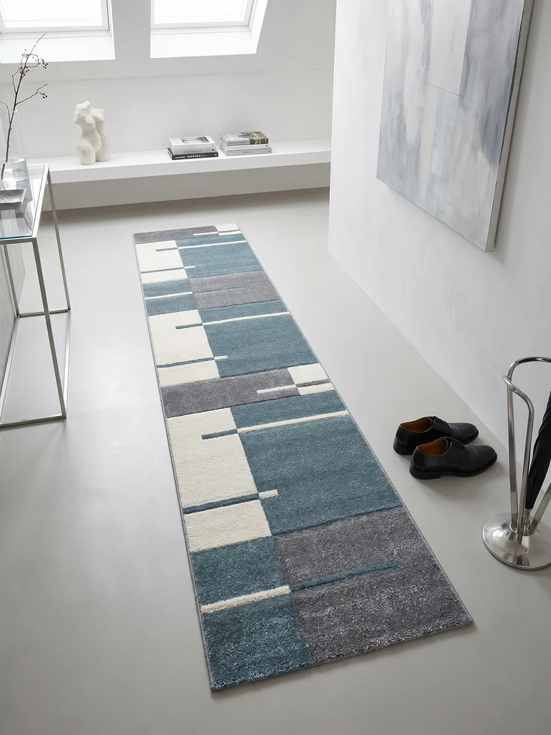 Kurzflor-Teppich Blockstreifen – Waschbar | Modernes Liniendesign | Handgearbeitete Konturen