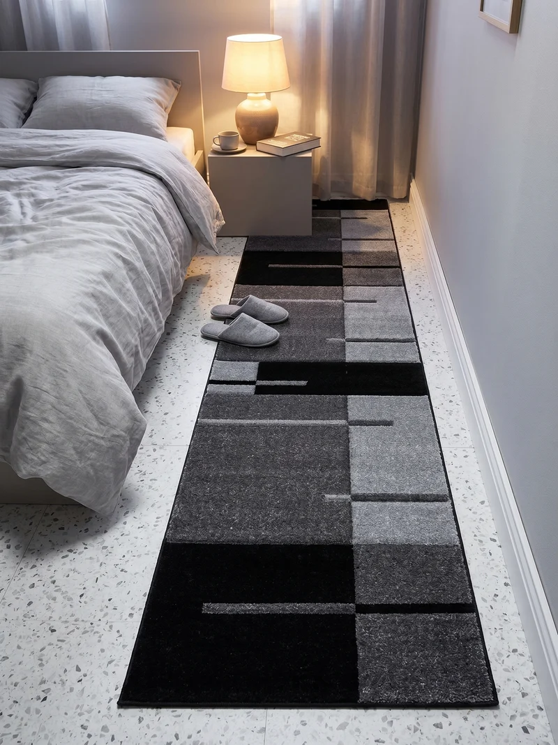 Kurzflor-Teppich Blockstreifen – Waschbar | Modernes Liniendesign | Handgearbeitete Konturen
