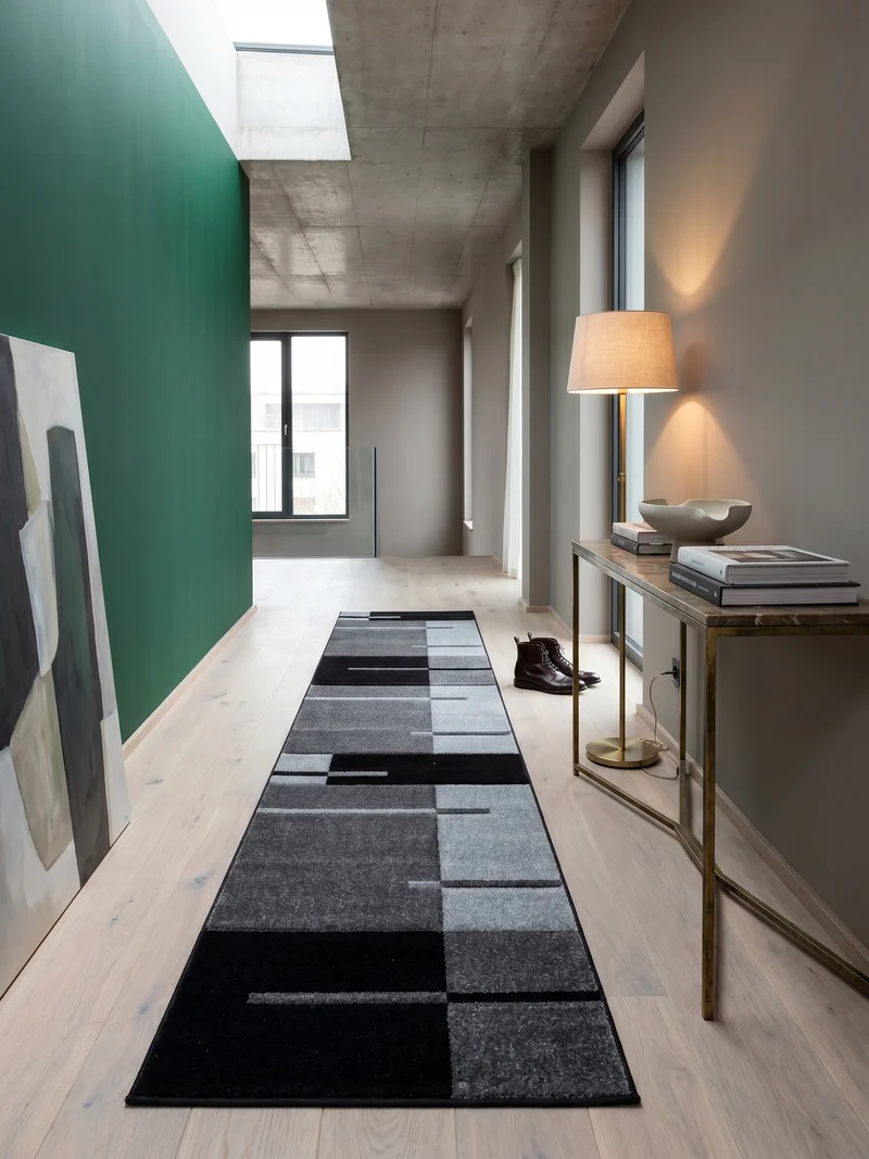 Kurzflor-Teppich Blockstreifen – Waschbar | Modernes Liniendesign | Handgearbeitete Konturen