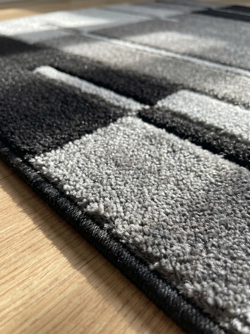 Kurzflor-Teppich Blockstreifen – Waschbar | Modernes Liniendesign | Handgearbeitete Konturen