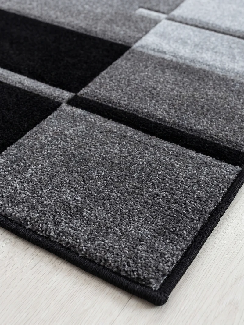 Kurzflor-Teppich Blockstreifen – Waschbar | Modernes Liniendesign | Handgearbeitete Konturen