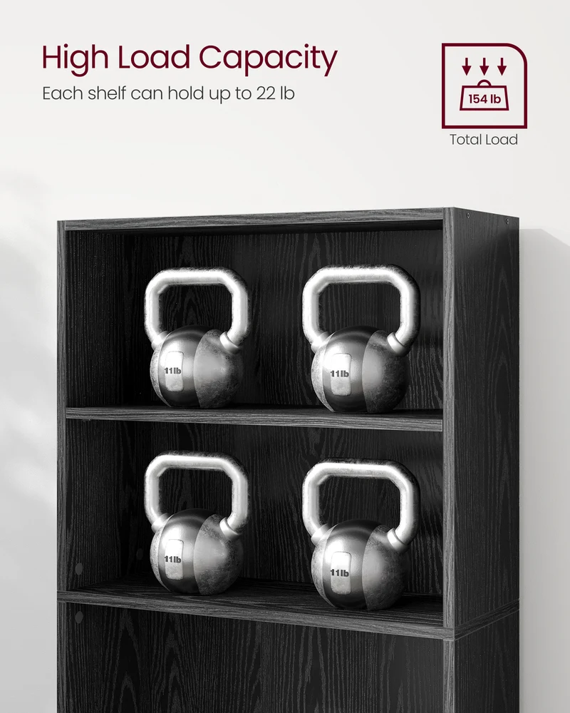 Wide 6-Tier Bookshelf, 23.6 Inches, Open Bookcase with Adjustable Storage Shelves - Floor Standing Unit