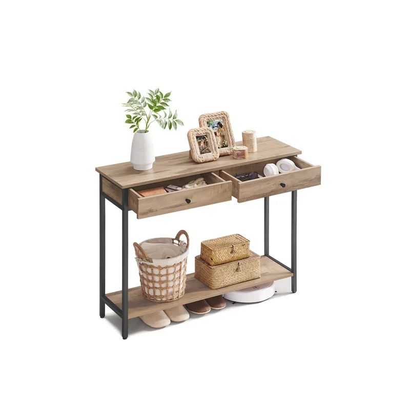 Mesa consola con cajones y estructura de acero estilo industrial