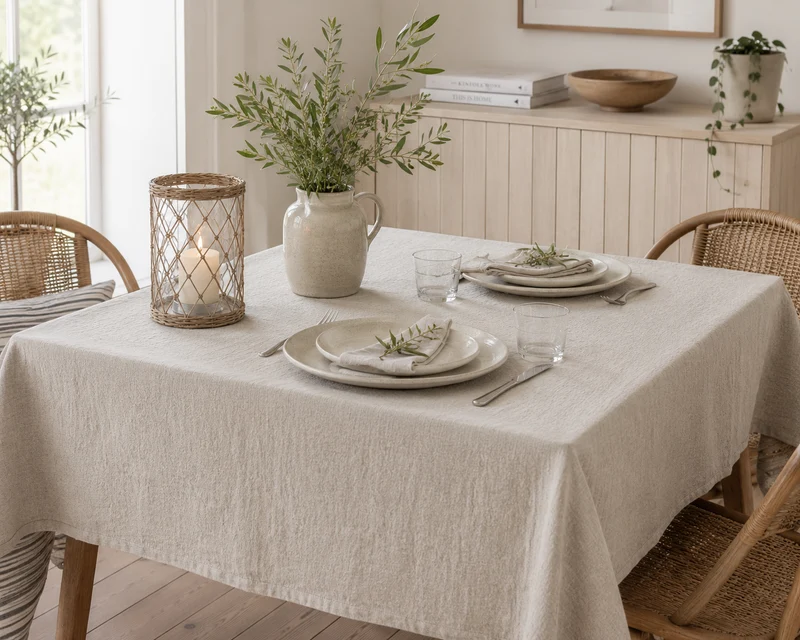 Ib Laursen Tischdecke quadratisch leinenfarbig