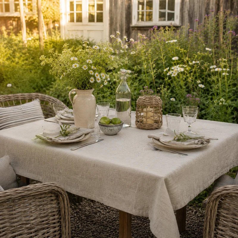 Ib Laursen Tischdecke quadratisch leinenfarbig