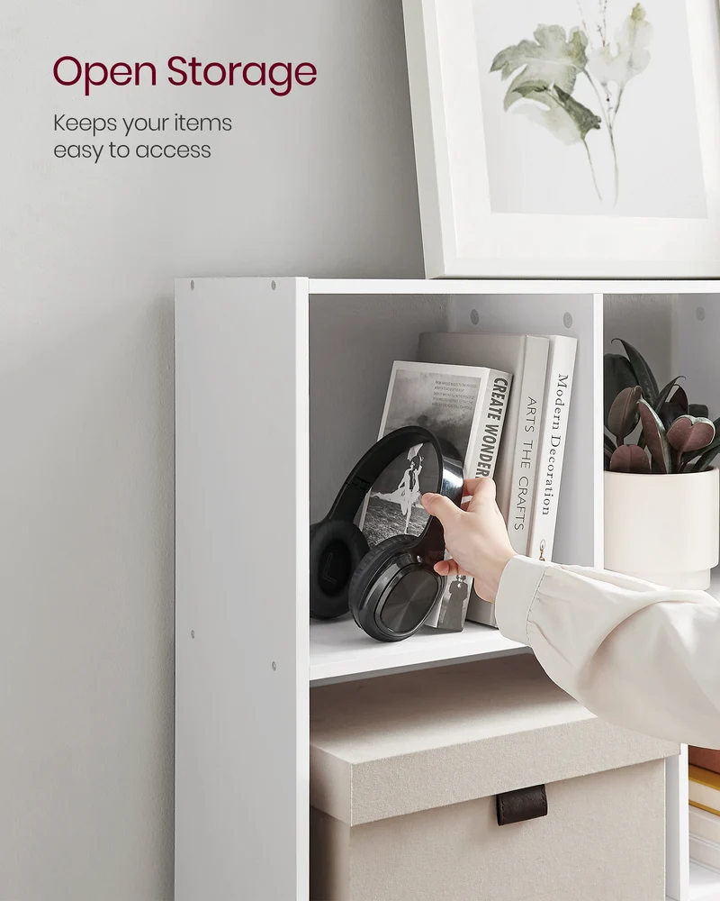 Cube Bookcase, Freestanding Storage Unit with 11 Open Compartments