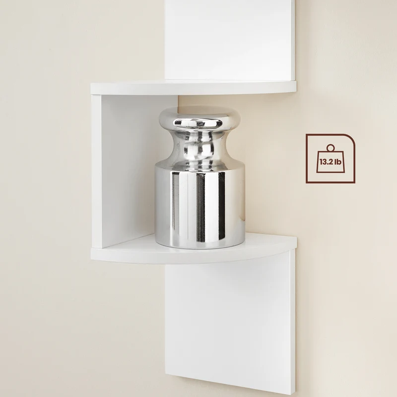 VASAGLE Corner Shelf, 5-Tier Floating Wall Shelf Plant Shelf White