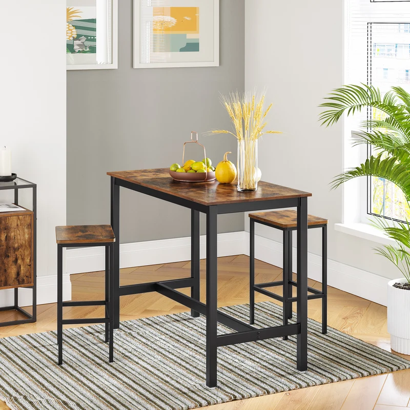 VASAGLE Bar Stools, Set of 2 Bar Chairs, Kitchen Breakfast Bar Stools with Footrest, Industrial in Living Room, Party Room, Rustic Brown and Black 82.49