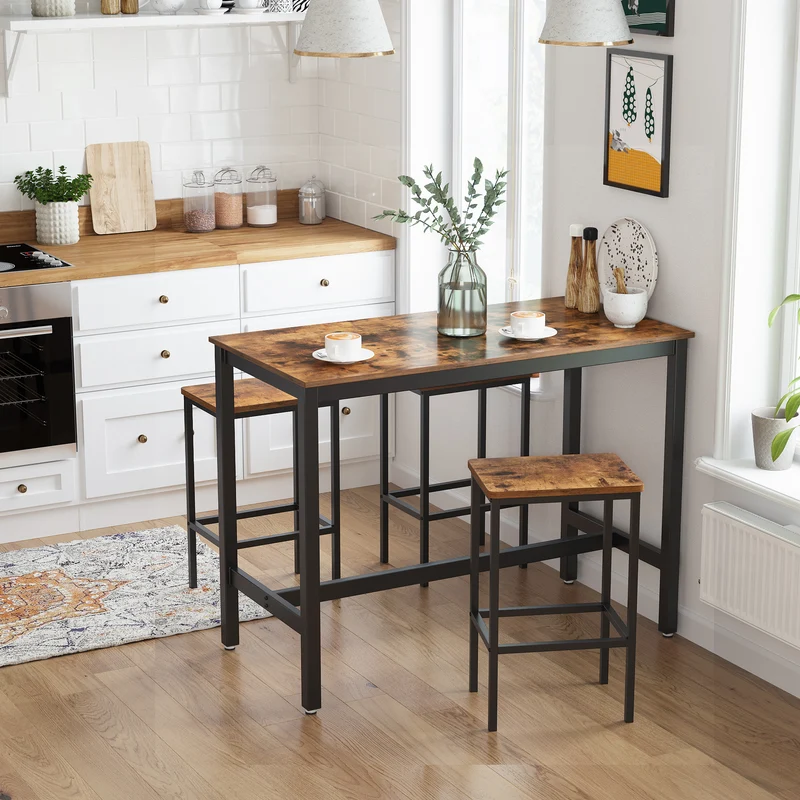 VASAGLE Bar Stools, Set of 2 Bar Chairs, Kitchen Breakfast Bar Stools with Footrest, Industrial in Living Room, Party Room, Rustic Brown and Black 82.49