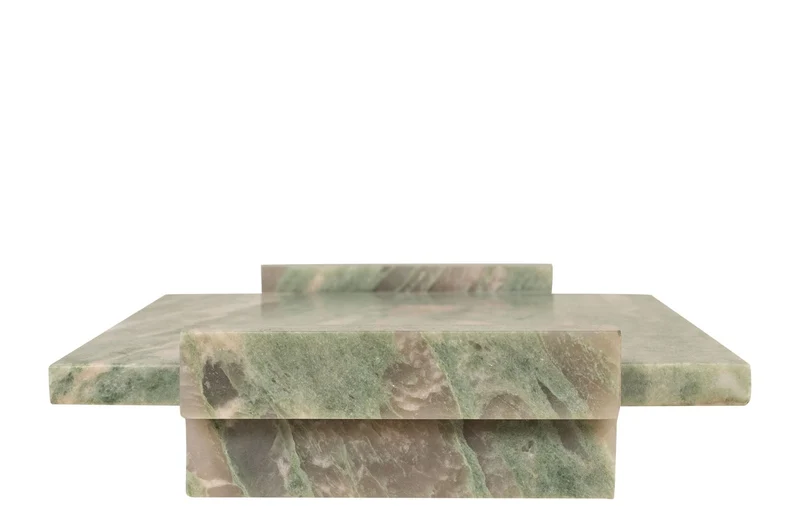 Casa Padrino Luxus Marmor Tablett Grün 40 x 25 x H. 6 cm - Rechteckiges Tablett mit Rand aus hochwertigem Indian Green Onyx - Luxus Deko Accessoires