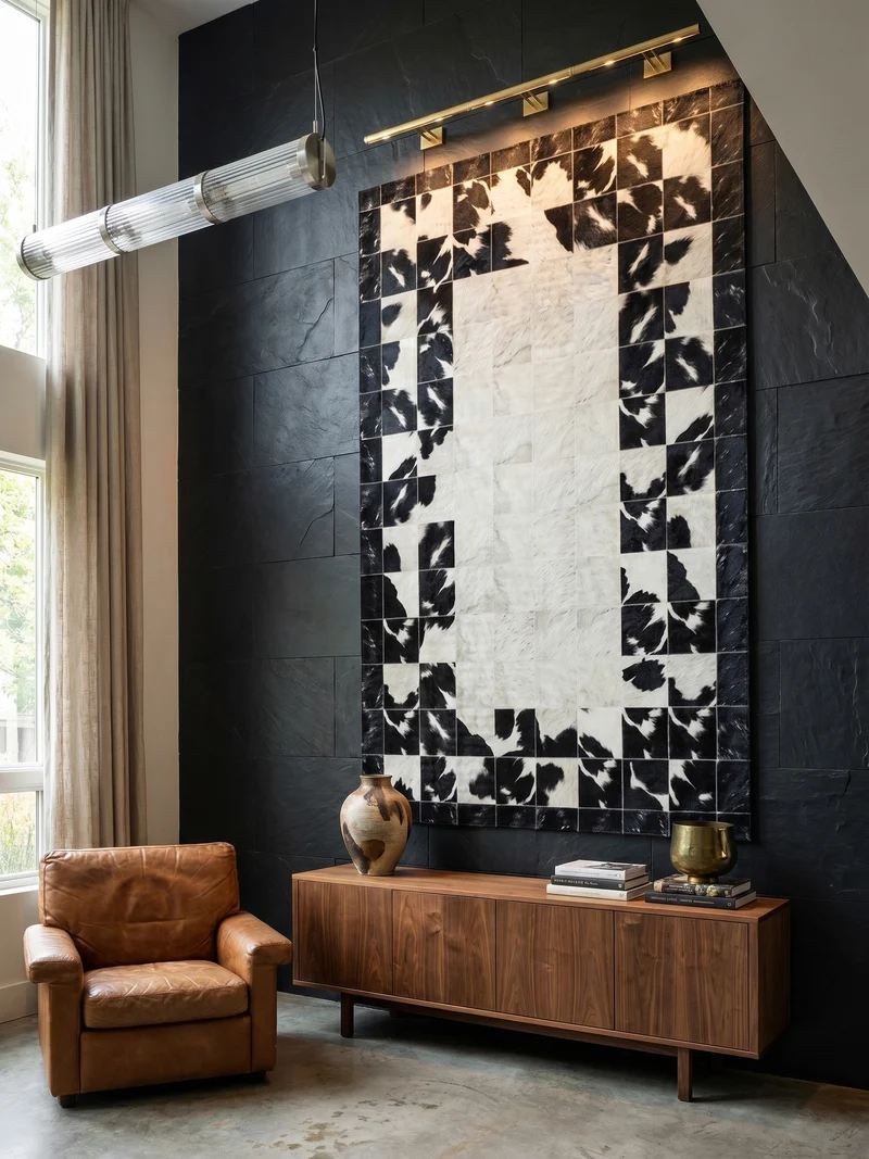 Flachgewebe-Teppich Patchwork-Bordüre – Waschbar mit Rahmen-Design
