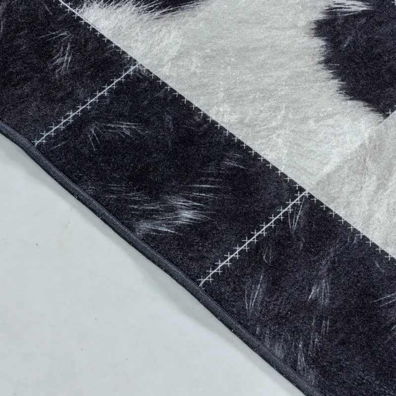 Flachgewebe-Teppich Patchwork-Bordüre – Waschbar mit Rahmen-Design