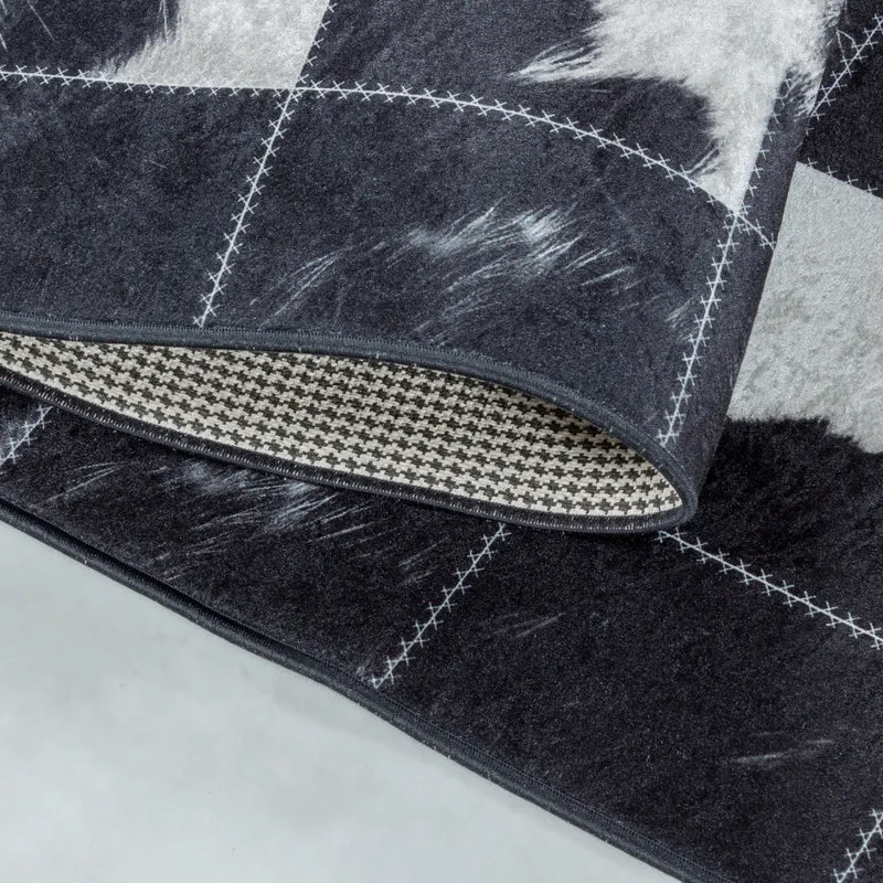 Flachgewebe-Teppich Patchwork-Bordüre – Waschbar mit Rahmen-Design