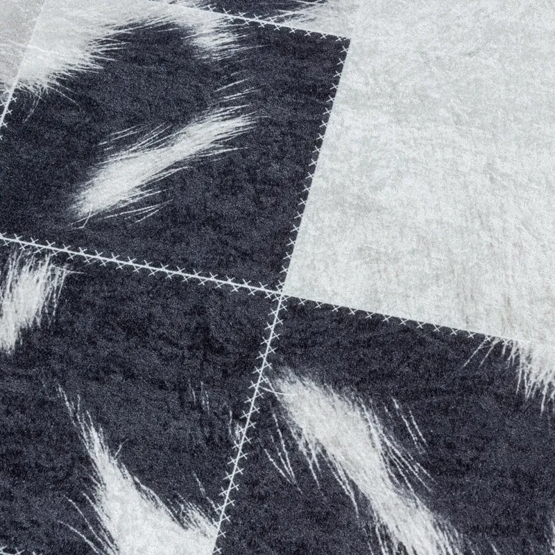 Flachgewebe-Teppich Patchwork-Bordüre – Waschbar mit Rahmen-Design