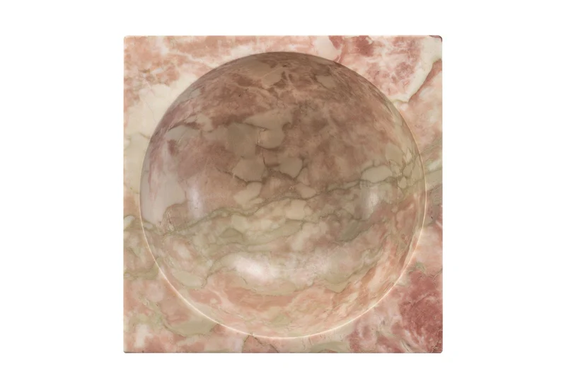 Casa Padrino Luxus Marmor Schale Rosa 18 x 18 x H. 11 cm - Hohe runde Deko Schale aus hochwertigem Rosalia Pink Marmor - Luxus Deko Accessoires