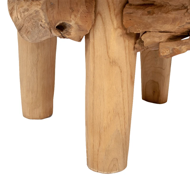 Teakwurzel Couchtisch BOSCO 80cm Natural Massivholz Glasplatte