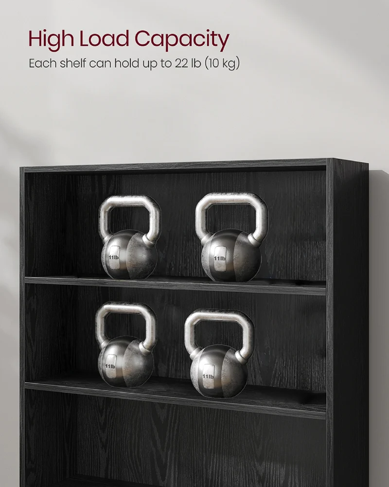 VASAGLE 3-Tier Bookshelf, 31.5 Inches Wide, Open Bookcase with Adjustable Storage Shelves, Floor Standing Unit, Ebony Black