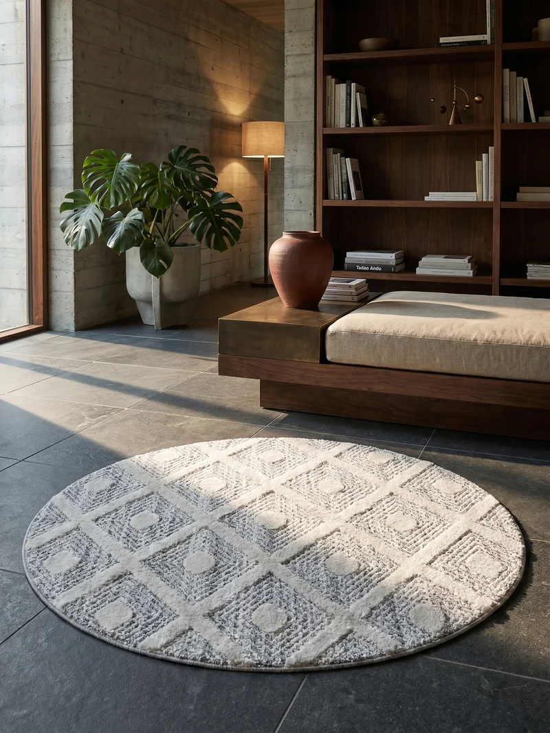3D Hochflor-Teppich Rauten mit Punktstruktur – Waschbar | Hoch-Tief-Effekt | 2,00 cm Florhöhe für Wohnkomfort