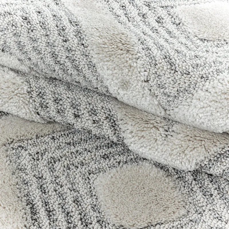 3D Hochflor-Teppich Rauten mit Punktstruktur – Waschbar | Hoch-Tief-Effekt | 2,00 cm Florhöhe für Wohnkomfort