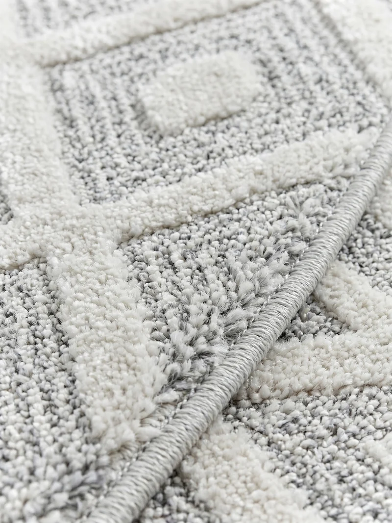 3D Hochflor-Teppich Rauten mit Punktstruktur – Waschbar | Hoch-Tief-Effekt | 2,00 cm Florhöhe für Wohnkomfort