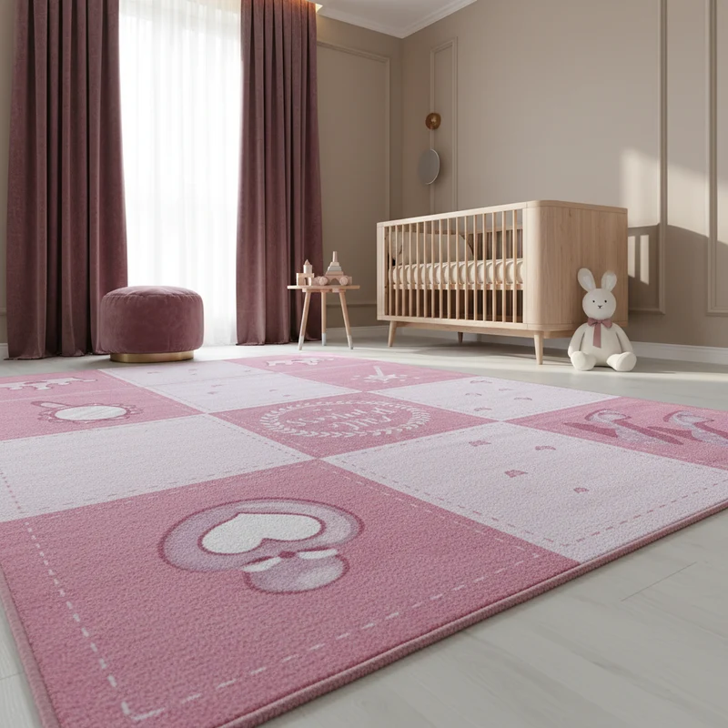 Kinderteppich Flachgewebe Prinzessin – Rutschfest & Waschbar für Kinderzimmer
