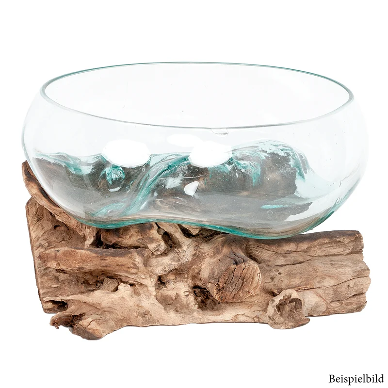 Deko-Glas DROP-8 ca. D35cm Teak Natural Handarbeit Schale
