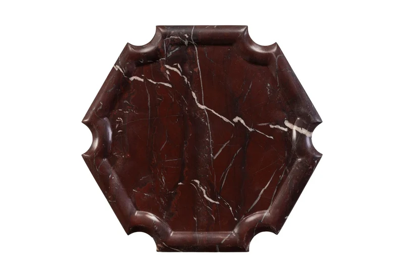 Casa Padrino Luxus Marmor Tablett Weinrot 21 x 21 x H. 2 cm - Flaches quadratisches Tablett aus hochwertigem Rosso Levanto Marmor - Luxus Deko Accessoires