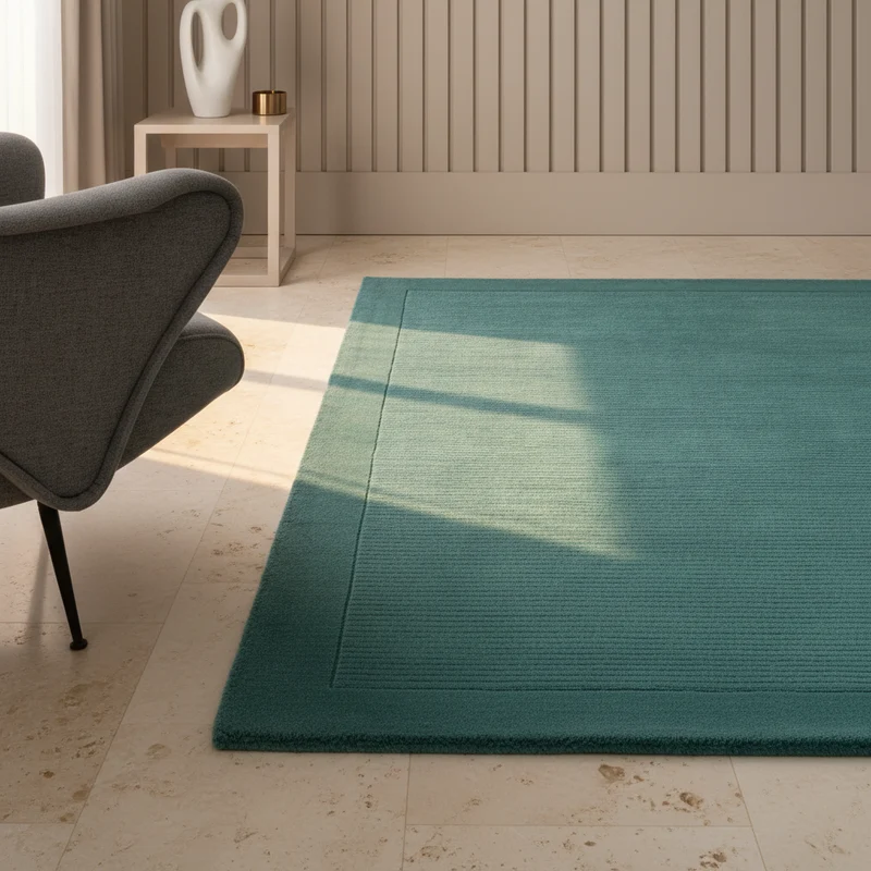 Teppich Schurwolle handgewebt mit Bordüre modern