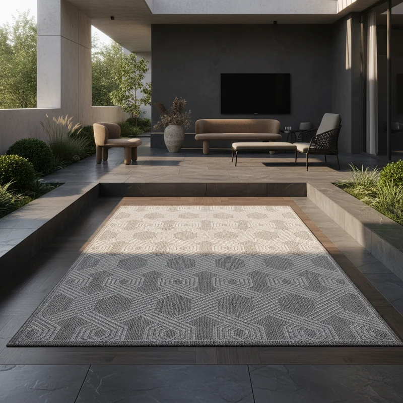 Outdoor-Teppich Geometrisch – Waschbar & Wetterfest für Balkon & Terrasse