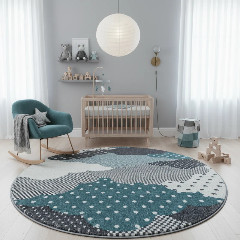 Kinderteppich Wolken-Motiv – Waschbar & Strapazierfähig für Kinderzimmer