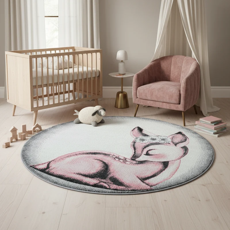 Kinderteppich Reh-Motiv – Waschbar & Strapazierfähig für Kinderzimmer