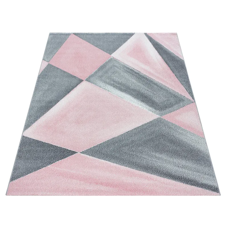 Kurzflor-Teppich Facetten-Muster – Waschbar | Geometrisches Prisma-Design | Saugroboter-geeignet