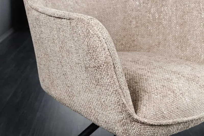 Eleganter Drehstuhl FLORENZ champagner beige Strukturstoff
