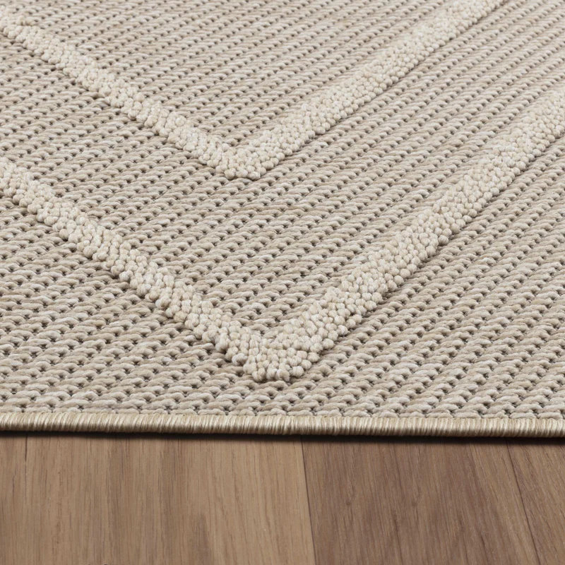 Outdoor-Teppich Diagonales Linienmuster – Waschbar | Geometrischer Boho für Balkon