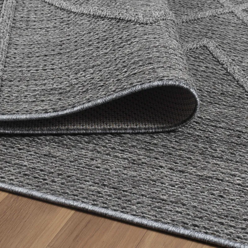 Outdoor-Teppich Diagonales Linienmuster – Waschbar | Geometrischer Boho für Balkon