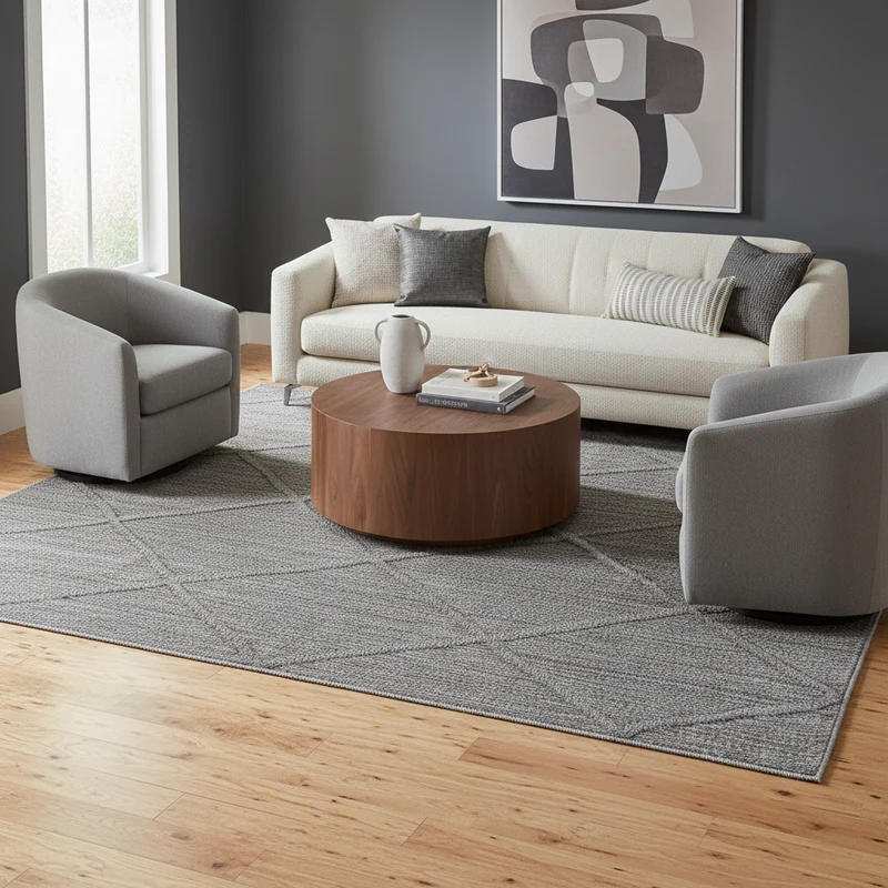 Outdoor-Teppich Rauten-Linien – Waschbar | Minimaler Boho-Stil für Terrasse