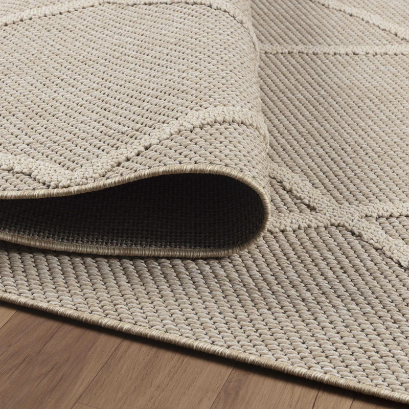 Outdoor-Teppich Rauten-Linien – Waschbar | Minimaler Boho-Stil für Terrasse