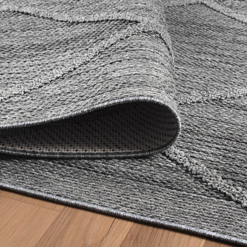 Outdoor-Teppich Rauten-Linien – Waschbar | Minimaler Boho-Stil für Terrasse