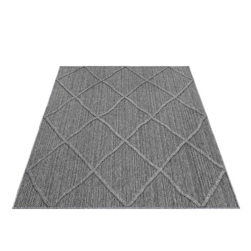 Outdoor-Teppich Rauten-Linien – Waschbar | Minimaler Boho-Stil für Terrasse