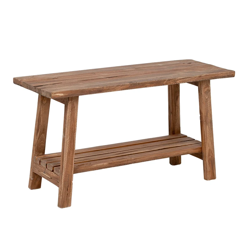 Massivholz Bank mit Ablage GENIUS 90cm Antik-Natural Schuhregal