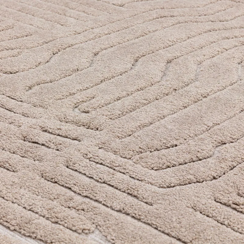 Teppich Strukturflor 3D hoch-tief abstrakt Taupe