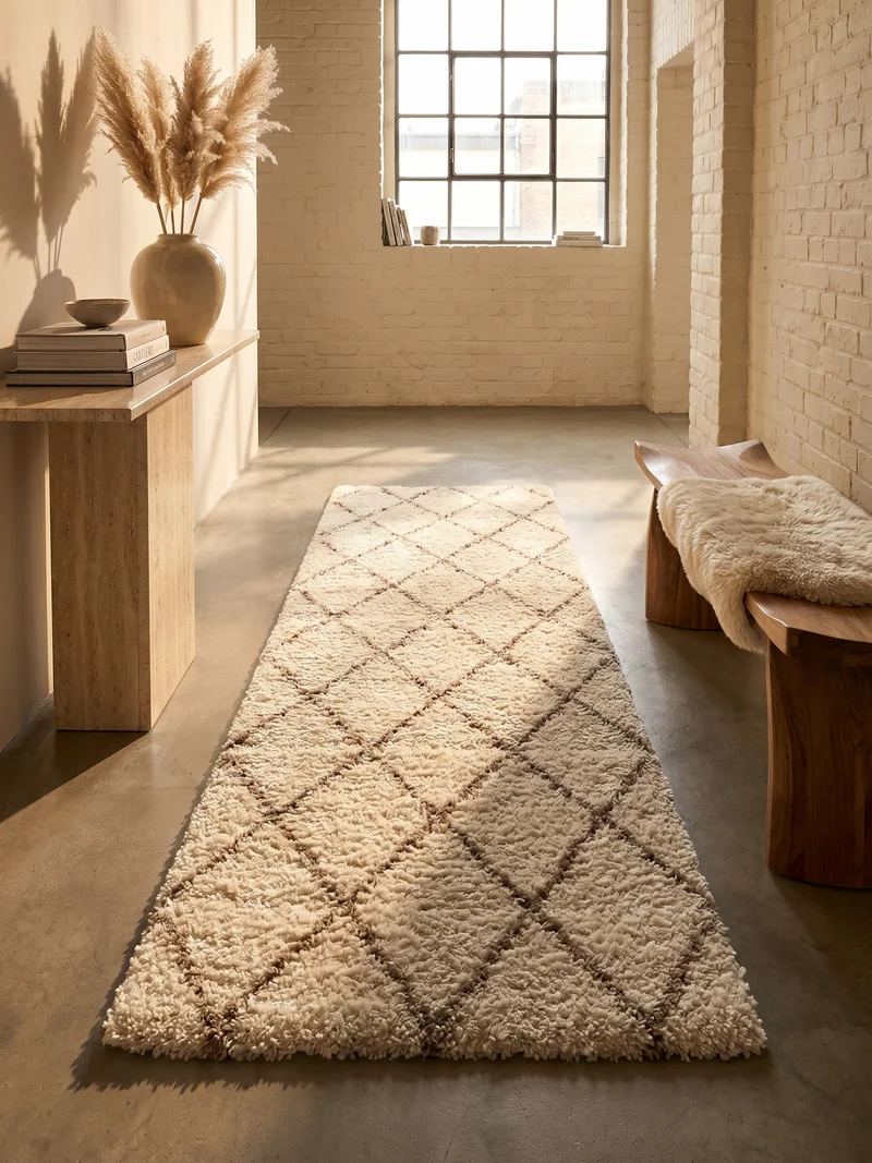 Shaggy Hochflor-Teppich Geometrisch – Waschbar & Flauschig | 3,00 cm Florhöhe für Barfußkomfort