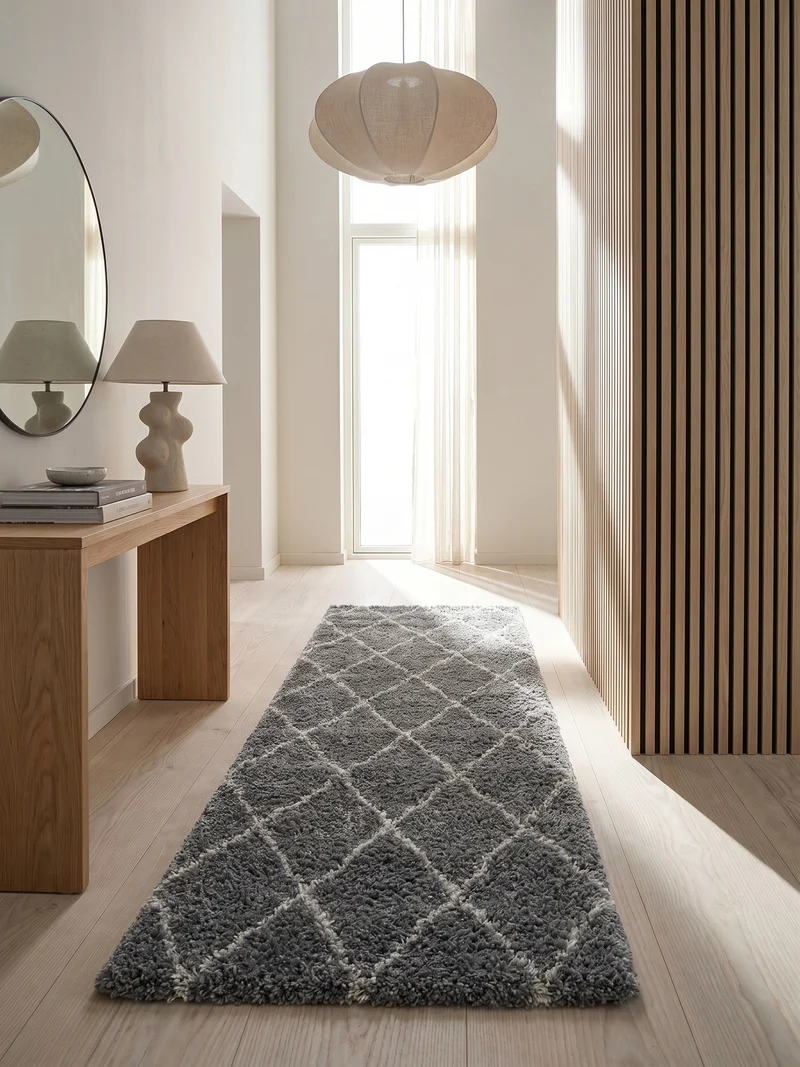 Shaggy Hochflor-Teppich Geometrisch – Waschbar & Flauschig | 3,00 cm Florhöhe für Barfußkomfort