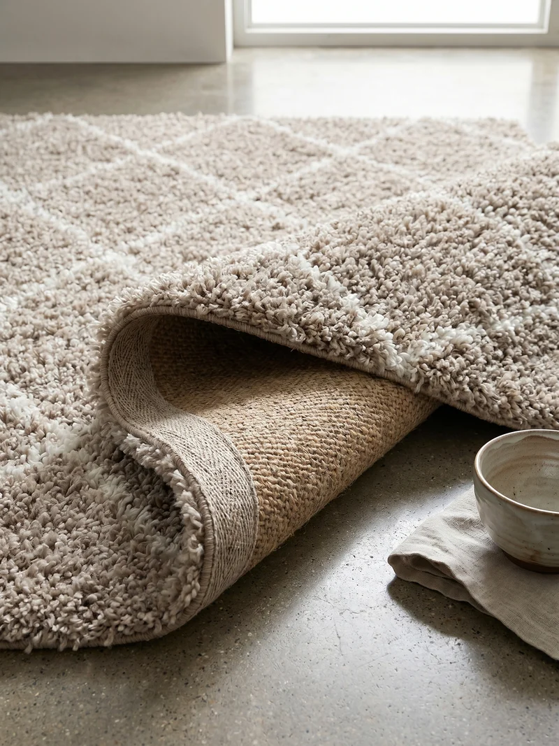 Shaggy Hochflor-Teppich Geometrisch – Waschbar & Flauschig | 3,00 cm Florhöhe für Barfußkomfort