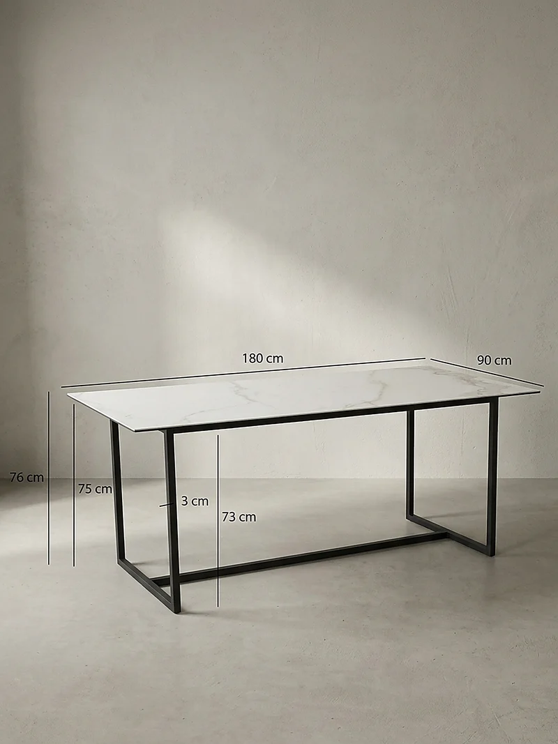 Esstisch Glas Keramik Marmoroptik Designer 180x90