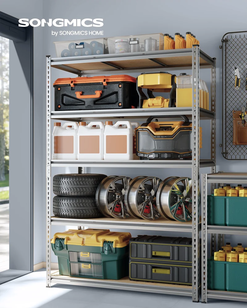 SONGMICS 5-Tier Utility Shelves Silver