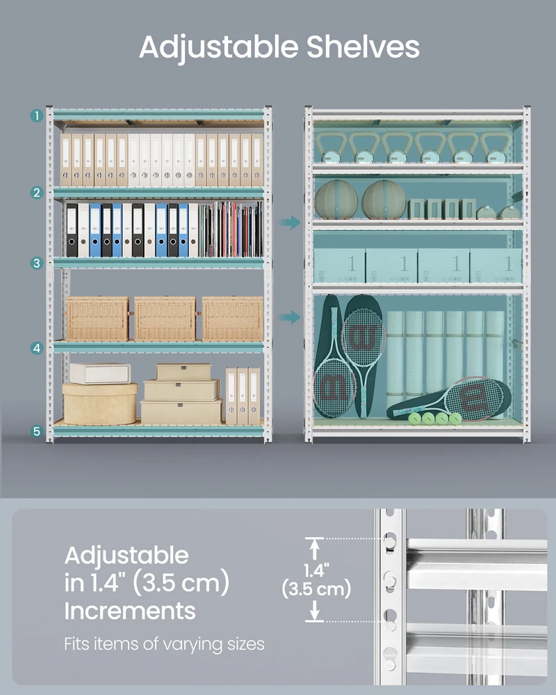SONGMICS 5-Tier Utility Shelves Silver