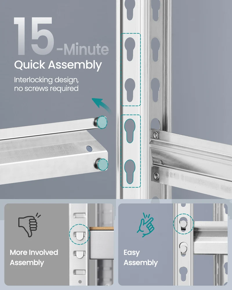SONGMICS 5-Tier Utility Shelves Silver